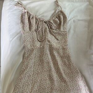 RESA Pink Cream Floral Tie-Strap Mini Dress